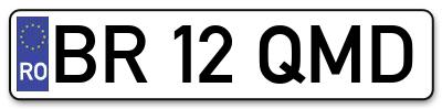 Placuta inmatriculare numar auto  BR-12-QMD, BR 12 QMD, BR12QMD