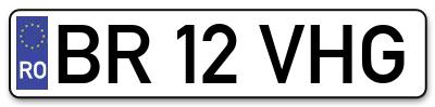 Placuta inmatriculare numar auto  BR-12-VHG, BR 12 VHG, BR12VHG