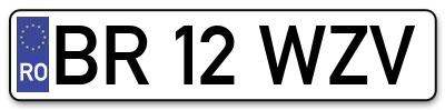 Placuta inmatriculare numar auto  BR-12-WZV, BR 12 WZV, BR12WZV