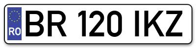Placuta inmatriculare numar auto  BR-120-IKZ, BR 120 IKZ, BR120IKZ