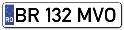 Placuta inmatriculare numar auto  BR-132-MVO, BR 132 MVO, BR132MVO