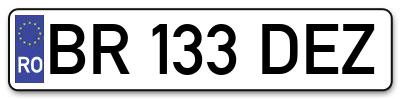 Placuta inmatriculare numar auto  BR-133-DEZ, BR 133 DEZ, BR133DEZ