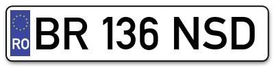 Placuta inmatriculare numar auto  BR-136-NSD, BR 136 NSD, BR136NSD