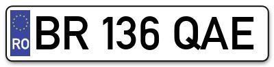 Placuta inmatriculare numar auto  BR-136-QAE, BR 136 QAE, BR136QAE