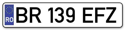 Placuta inmatriculare numar auto  BR-139-EFZ, BR 139 EFZ, BR139EFZ