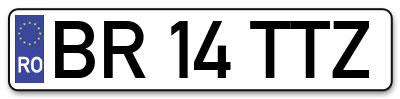 Placuta inmatriculare numar auto  BR-14-TTZ, BR 14 TTZ, BR14TTZ