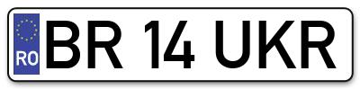 Placuta inmatriculare numar auto  BR-14-UKR, BR 14 UKR, BR14UKR