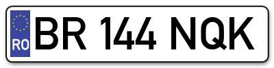 Placuta inmatriculare numar auto  BR-144-NQK, BR 144 NQK, BR144NQK