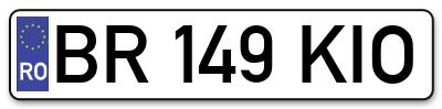 Placuta inmatriculare numar auto  BR-149-KIO, BR 149 KIO, BR149KIO