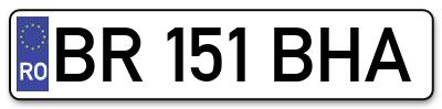 Placuta inmatriculare numar auto  BR-151-BHA, BR 151 BHA, BR151BHA