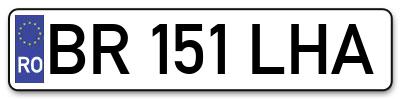 Placuta inmatriculare numar auto  BR-151-LHA, BR 151 LHA, BR151LHA