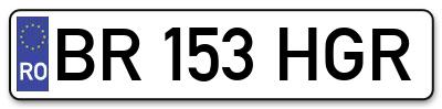 Placuta inmatriculare numar auto  BR-153-HGR, BR 153 HGR, BR153HGR