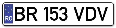 Placuta inmatriculare numar auto  BR-153-VDV, BR 153 VDV, BR153VDV