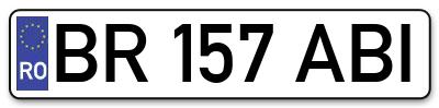 Placuta inmatriculare numar auto  BR-157-ABI, BR 157 ABI, BR157ABI