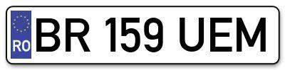 Placuta inmatriculare numar auto  BR-159-UEM, BR 159 UEM, BR159UEM