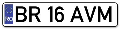 Placuta inmatriculare numar auto  BR-16-AVM, BR 16 AVM, BR16AVM