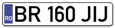 Placuta inmatriculare numar auto  BR-160-JIJ, BR 160 JIJ, BR160JIJ