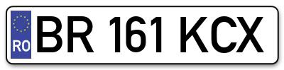 Placuta inmatriculare numar auto  BR-161-KCX, BR 161 KCX, BR161KCX