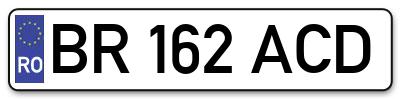 Placuta inmatriculare numar auto  BR-162-ACD, BR 162 ACD, BR162ACD