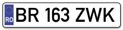 Placuta inmatriculare numar auto  BR-163-ZWK, BR 163 ZWK, BR163ZWK