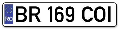 Placuta inmatriculare numar auto  BR-169-COI, BR 169 COI, BR169COI