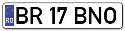 Placuta inmatriculare numar auto  BR-17-BNO, BR 17 BNO, BR17BNO