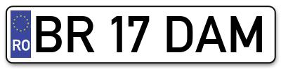 Placuta inmatriculare numar auto  BR-17-DAM, BR 17 DAM, BR17DAM