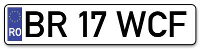 Placuta inmatriculare numar auto  BR-17-WCF, BR 17 WCF, BR17WCF