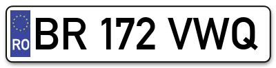 Placuta inmatriculare numar auto  BR-172-VWQ, BR 172 VWQ, BR172VWQ