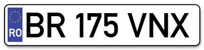Placuta inmatriculare numar auto  BR-175-VNX, BR 175 VNX, BR175VNX