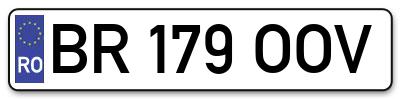 Placuta inmatriculare numar auto  BR-179-OOV, BR 179 OOV, BR179OOV