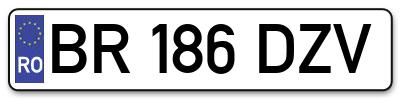 Placuta inmatriculare numar auto  BR-186-DZV, BR 186 DZV, BR186DZV