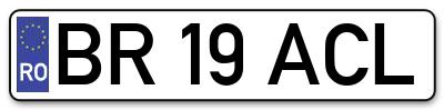 Placuta inmatriculare numar auto  BR-19-ACL, BR 19 ACL, BR19ACL