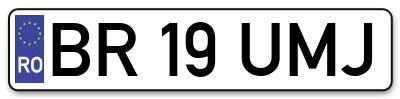Placuta inmatriculare numar auto  BR-19-UMJ, BR 19 UMJ, BR19UMJ