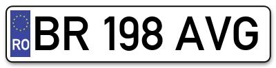 Placuta inmatriculare numar auto  BR-198-AVG, BR 198 AVG, BR198AVG