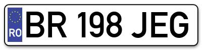 Placuta inmatriculare numar auto  BR-198-JEG, BR 198 JEG, BR198JEG