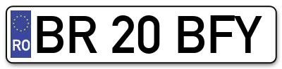 Placuta inmatriculare numar auto  BR-20-BFY, BR 20 BFY, BR20BFY