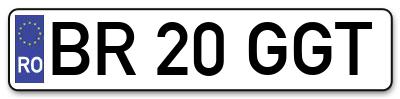 Placuta inmatriculare numar auto  BR-20-GGT, BR 20 GGT, BR20GGT