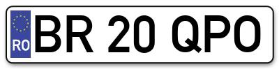 Placuta inmatriculare numar auto  BR-20-QPO, BR 20 QPO, BR20QPO