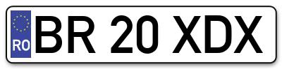 Placuta inmatriculare numar auto  BR-20-XDX, BR 20 XDX, BR20XDX