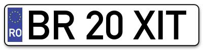 Placuta inmatriculare numar auto  BR-20-XIT, BR 20 XIT, BR20XIT