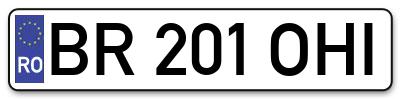 Placuta inmatriculare numar auto  BR-201-OHI, BR 201 OHI, BR201OHI