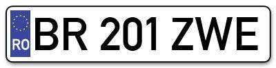 Placuta inmatriculare numar auto  BR-201-ZWE, BR 201 ZWE, BR201ZWE
