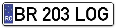 Placuta inmatriculare numar auto  BR-203-LOG, BR 203 LOG, BR203LOG