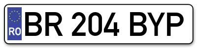 Placuta inmatriculare numar auto  BR-204-BYP, BR 204 BYP, BR204BYP