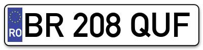 Placuta inmatriculare numar auto  BR-208-QUF, BR 208 QUF, BR208QUF