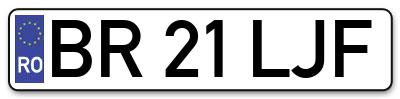 Placuta inmatriculare numar auto  BR-21-LJF, BR 21 LJF, BR21LJF