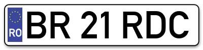 Placuta inmatriculare numar auto  BR-21-RDC, BR 21 RDC, BR21RDC