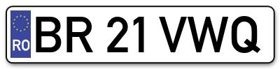 Placuta inmatriculare numar auto  BR-21-VWQ, BR 21 VWQ, BR21VWQ