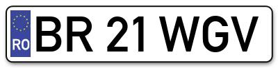 Placuta inmatriculare numar auto  BR-21-WGV, BR 21 WGV, BR21WGV